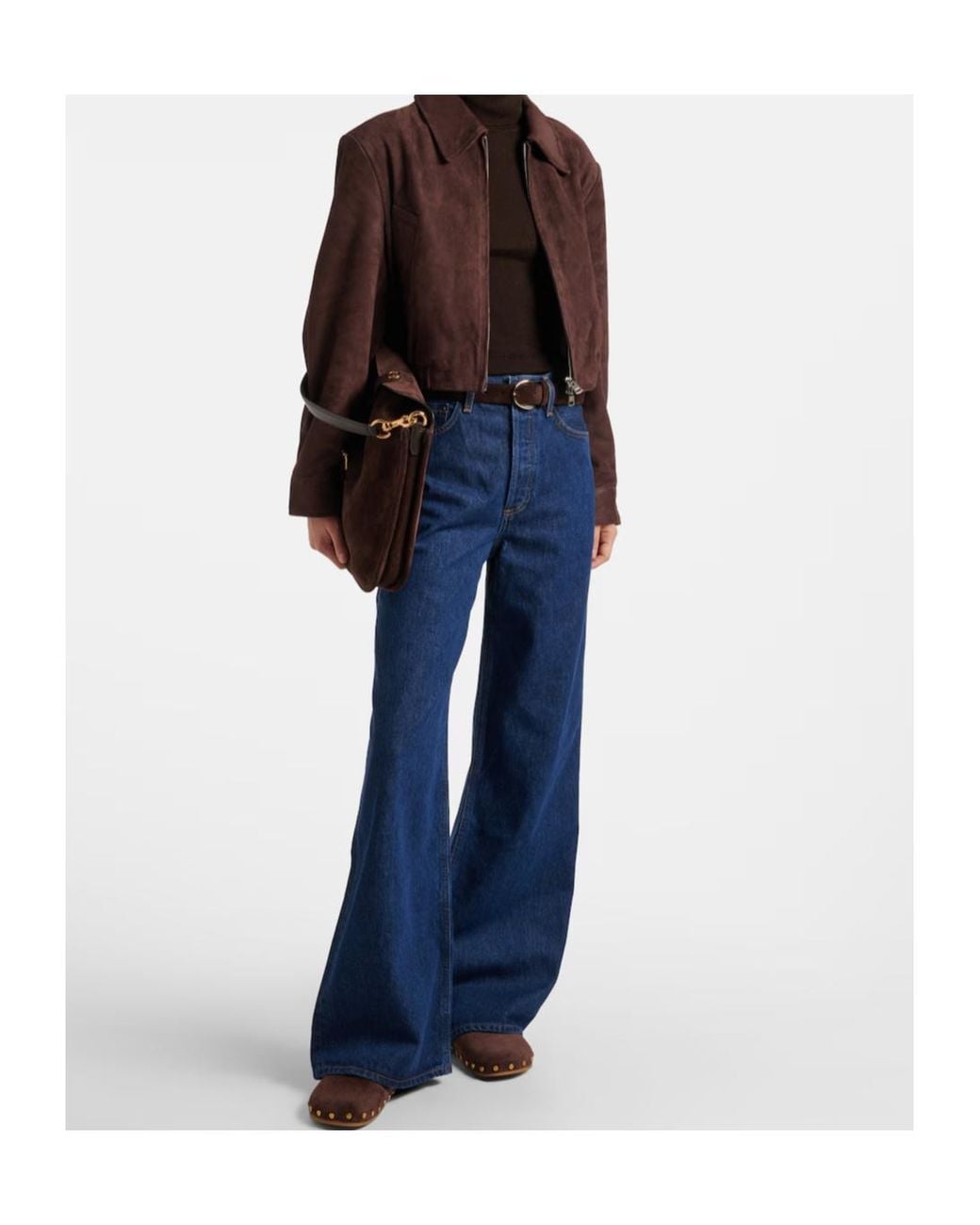 Agolde Brown Nahla Zip-Up Leather Jacket