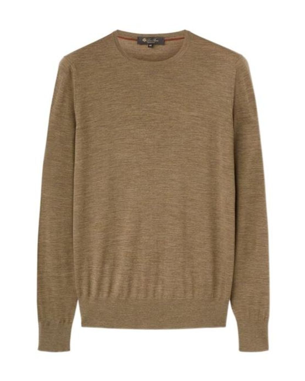 Loro Piana Brown Round-Neck Virgin-Wool Sweater for men