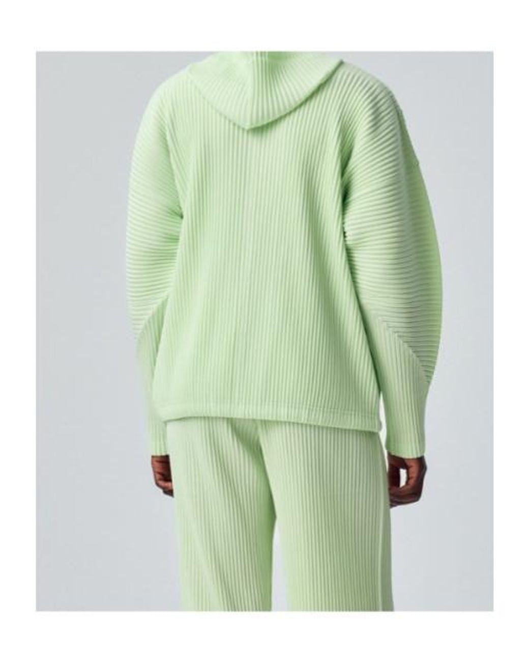 Homme Plissé Issey Miyake Green Pleated Hooded Jacket for men