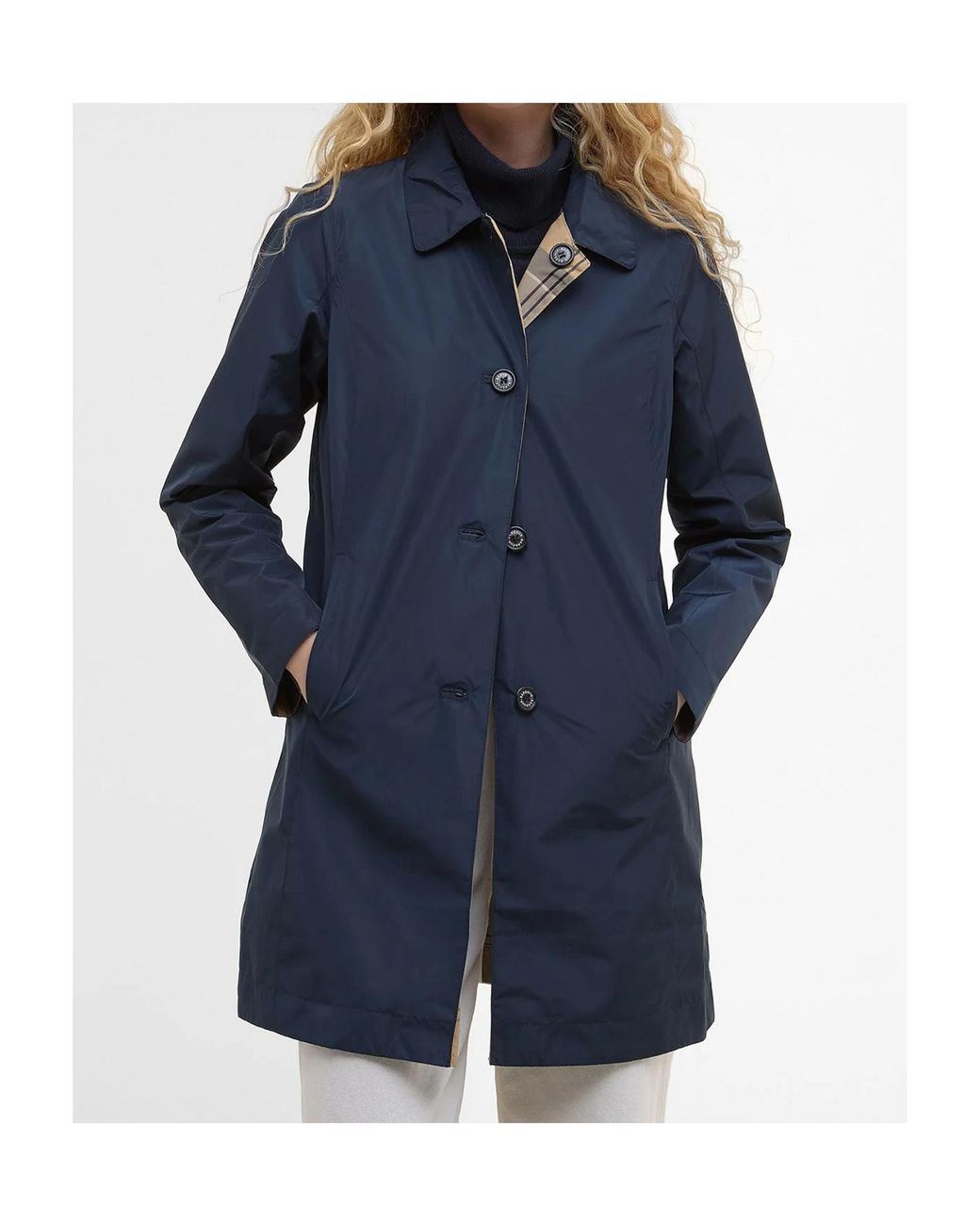 Barbour Blue Straight Hem Buttoned Coat