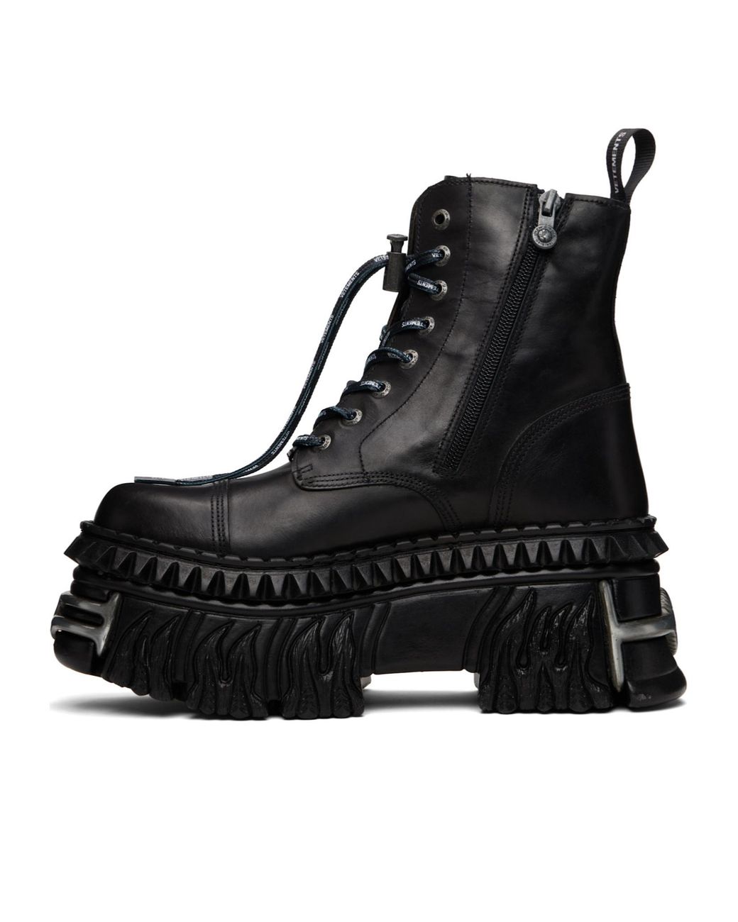 Vetements Black X New Rock Collaboration Combat Lace-Up Ankle Boots for men