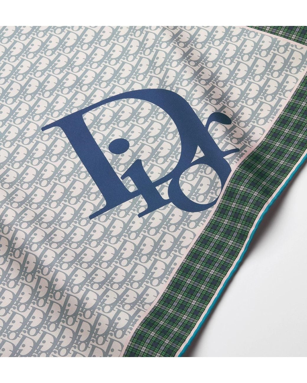 Dior Blue Infini Tartan90 Square Scarf