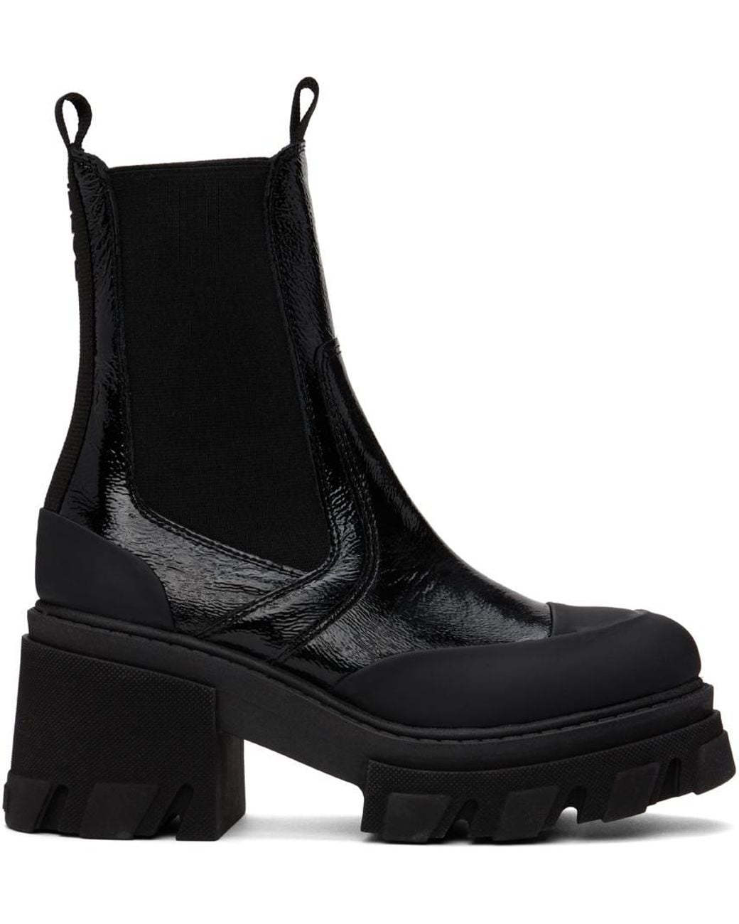 Ganni Black Cleated Mid Chelsea Boots