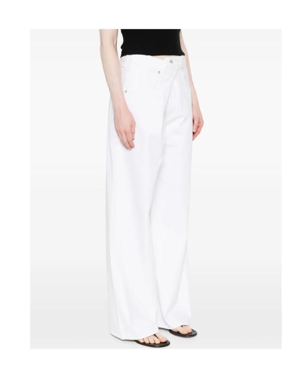Agolde White Pleated-Waist Jeans