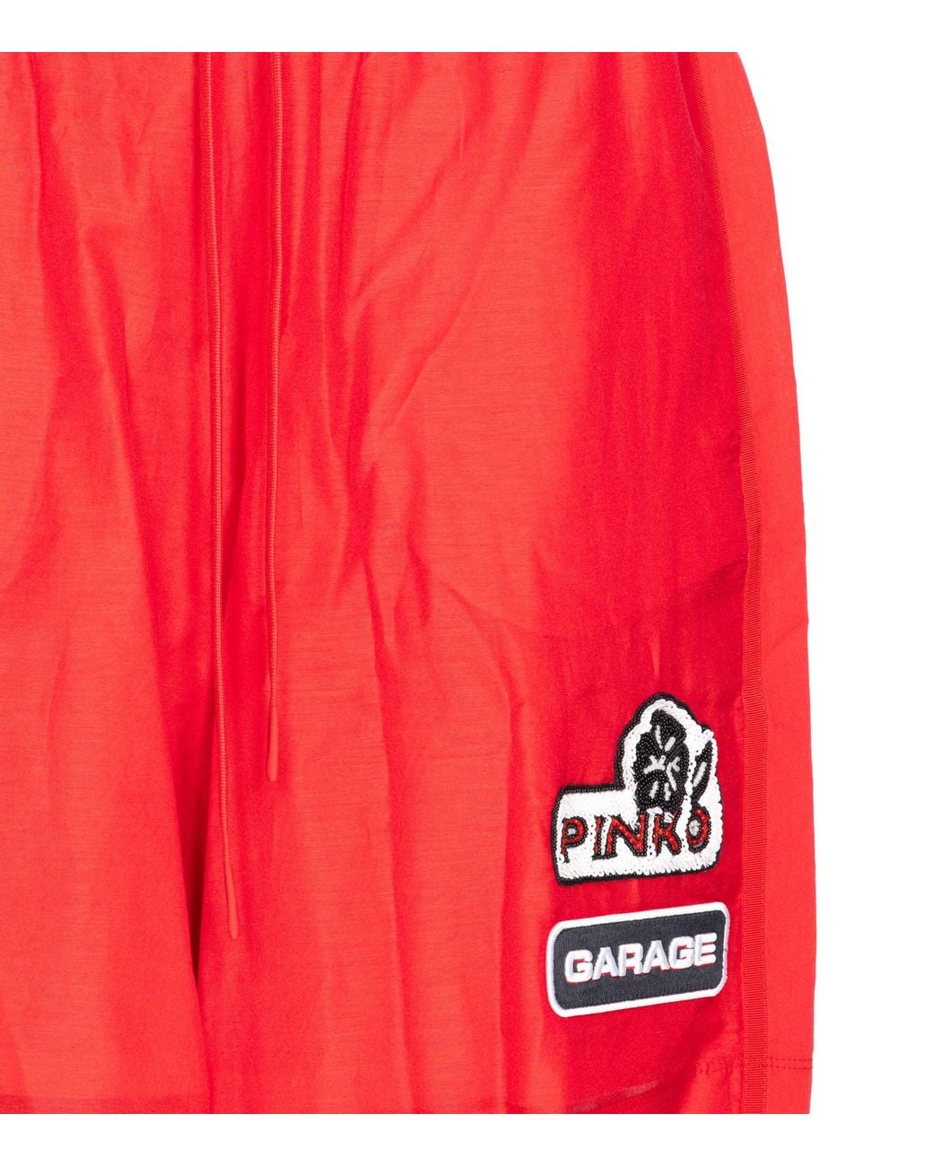 Pinko Red Logo Patch Wide Leg Bermuda Shorts
