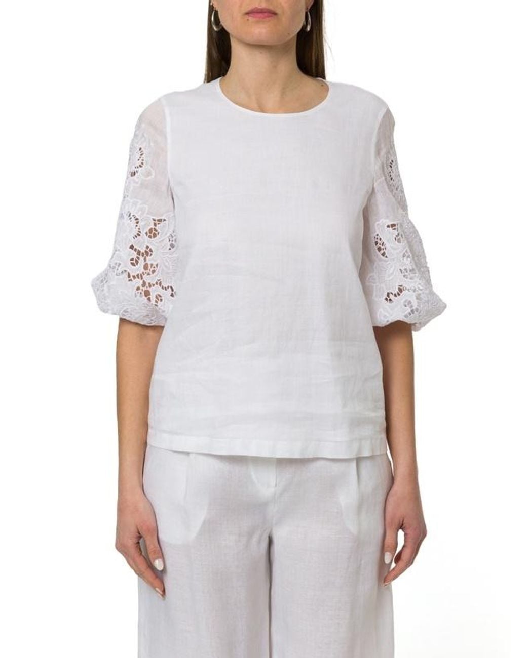 Max Mara White Studio Ordine Broderie Anglaise T-Shirt
