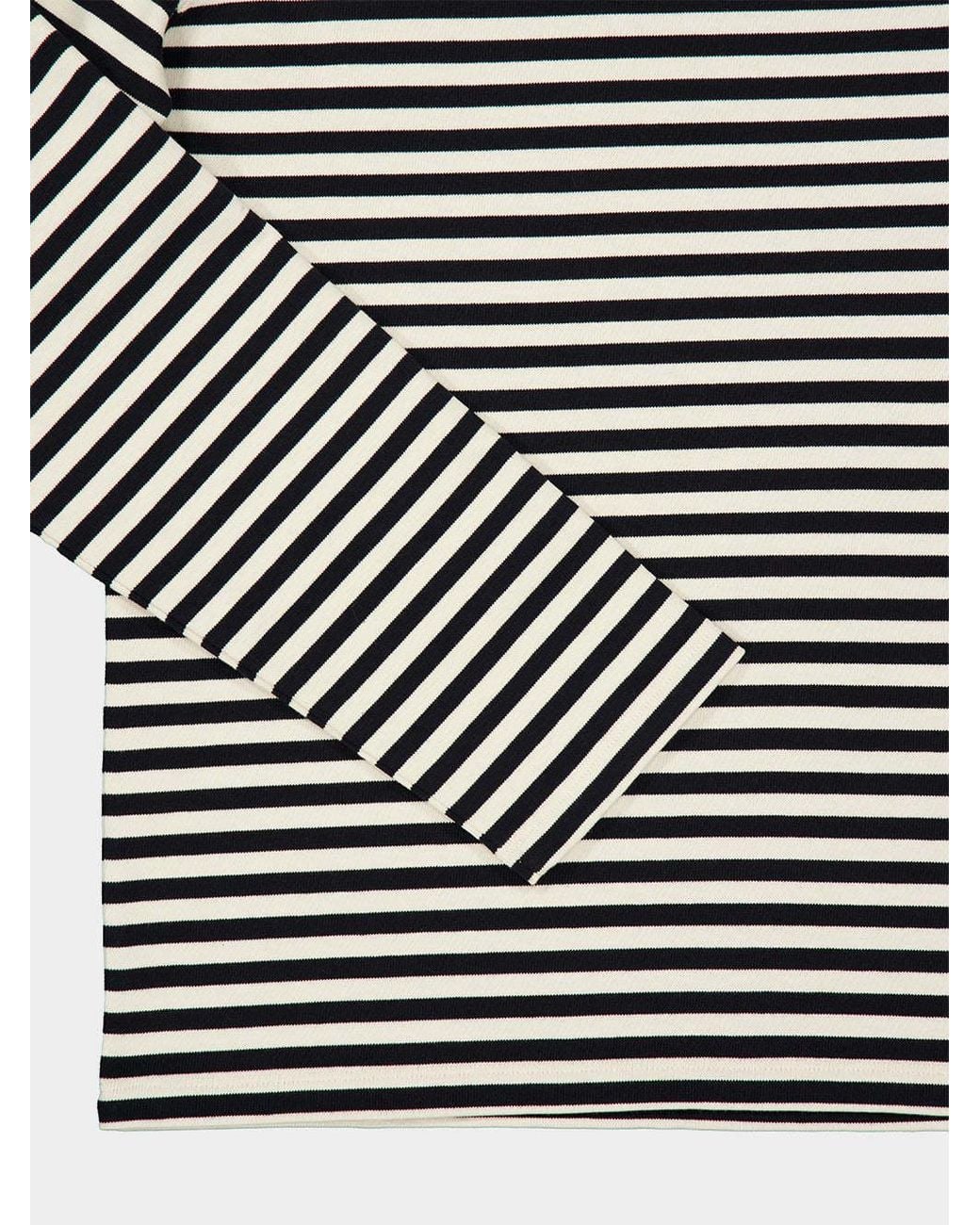 AMI Black Ami Ami De Coeur Mariniere Logo Embroidered Striped Ribbed T-Shirt for men