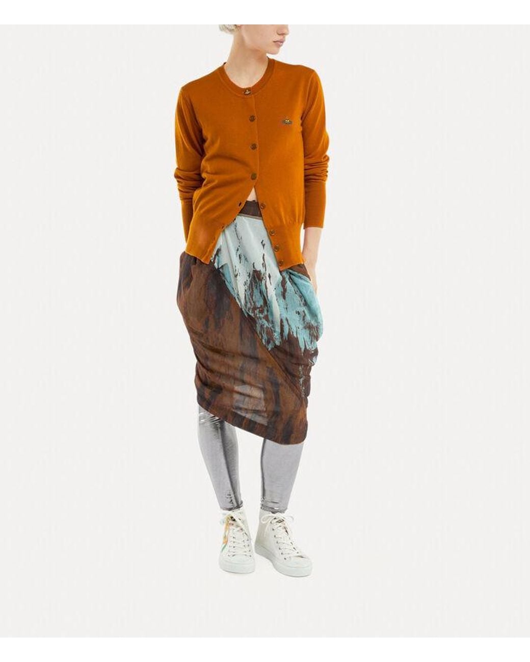 Vivienne Westwood Brown Orb Embroidered Buttoned Cardigan