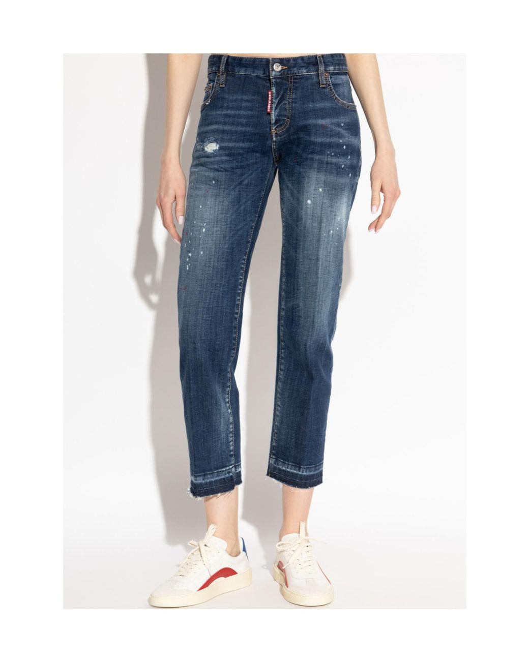 DSquared² Blue Straight-Leg Distressed Jeans