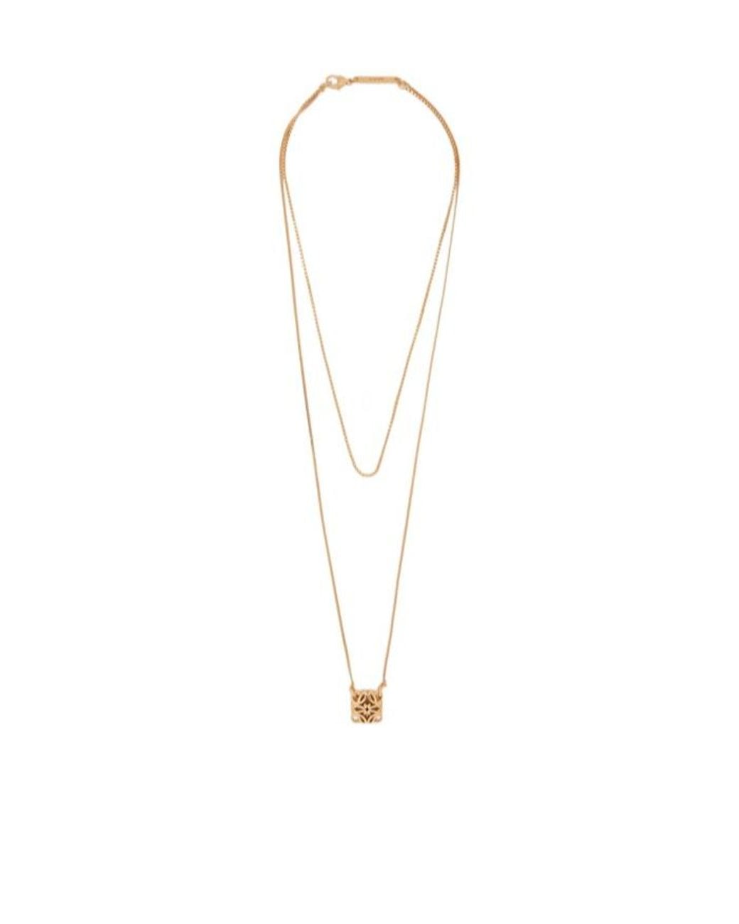 Loewe White Anagram Bombé Double-Chain Necklace