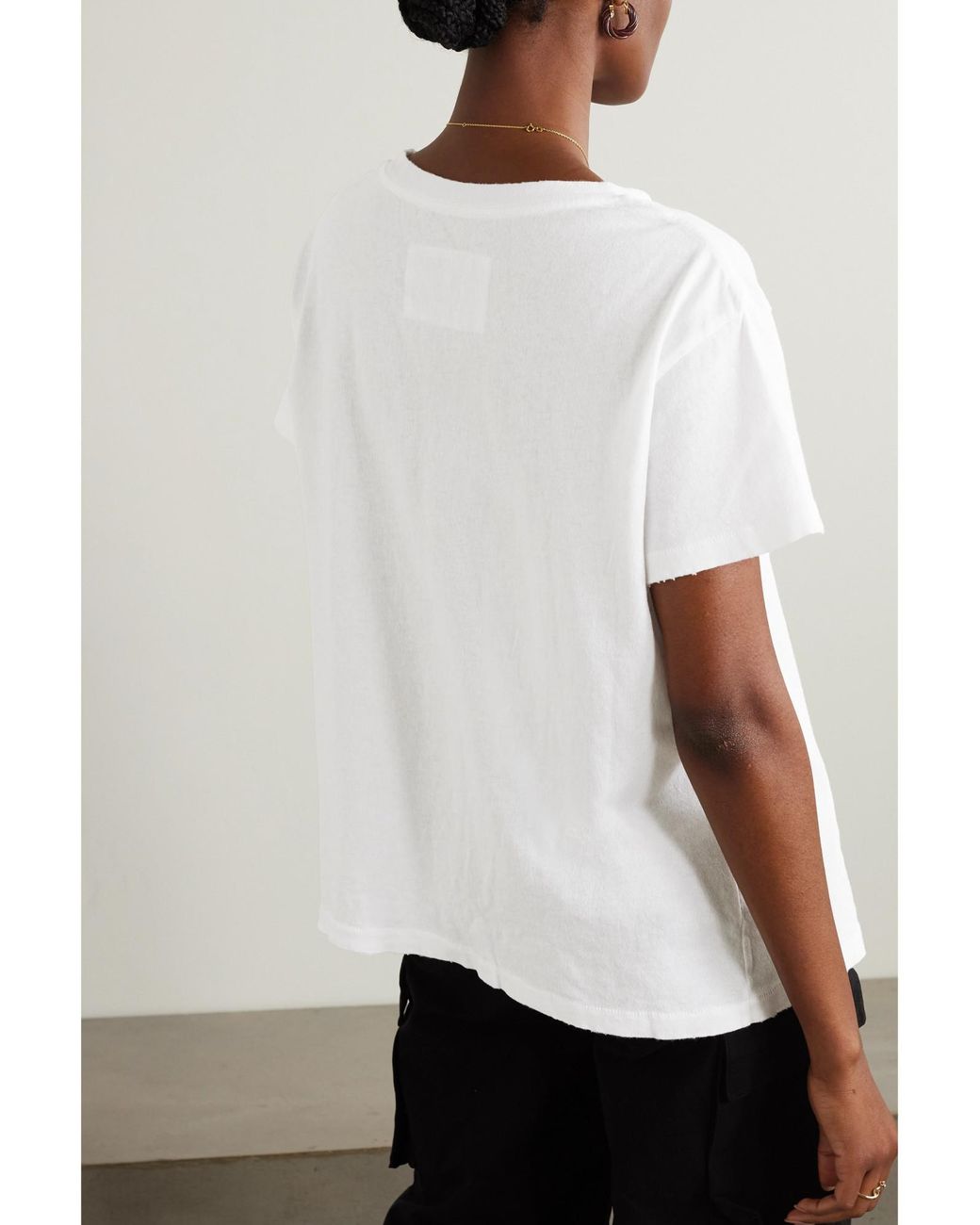 Nili Lotan White Distressed Cotton-Jersey T-Shirt