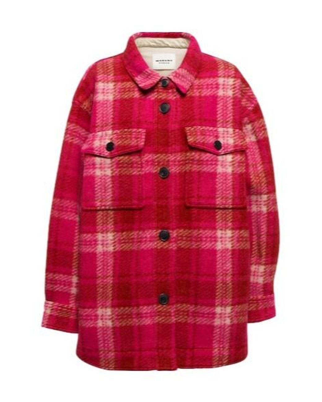 Isabel Marant Red Harveli Plaid Wool-Blend Jacket