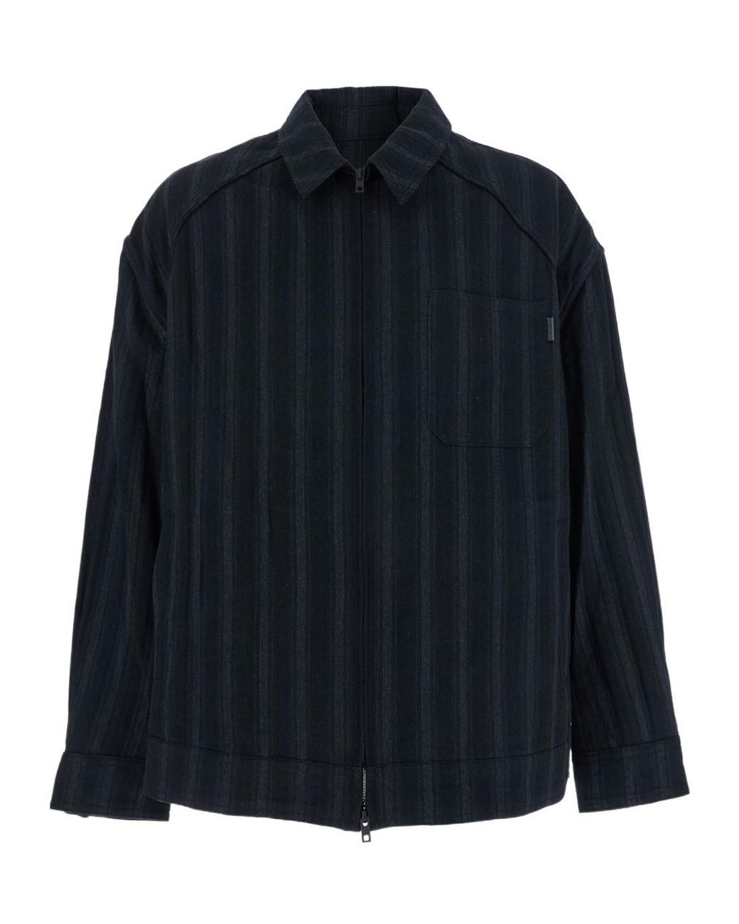 Juun.J Blue Striped Zip-Up Shirt for men
