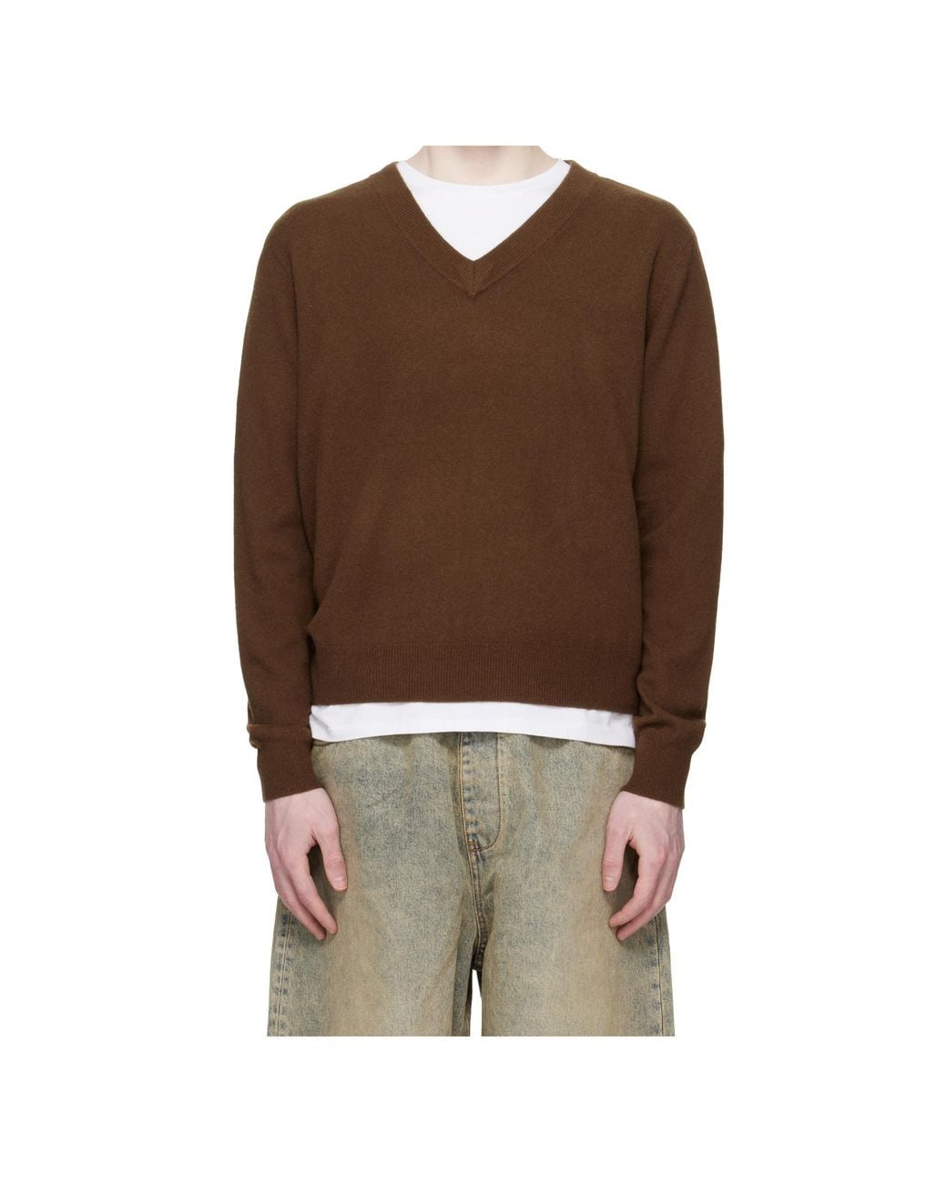 Entire studios Brown V-Neck Sweater for men