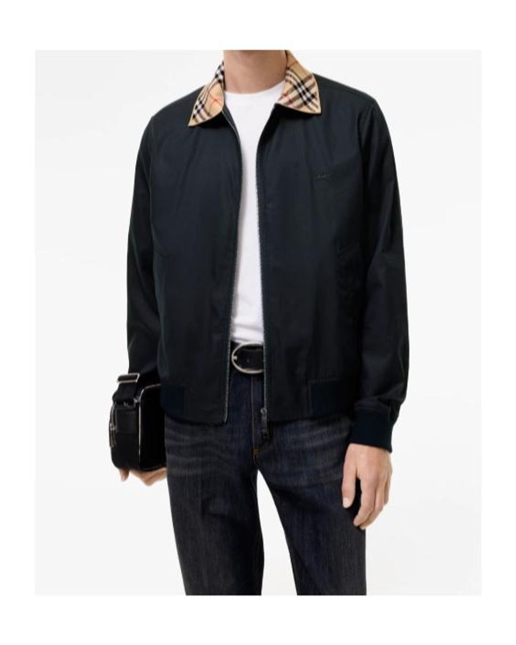 Burberry Blue Gabardine Glenfields Harrington Jacket for men
