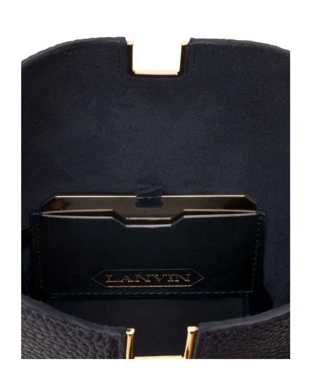 Lanvin Black Studded Drawstring Crossbody Bag