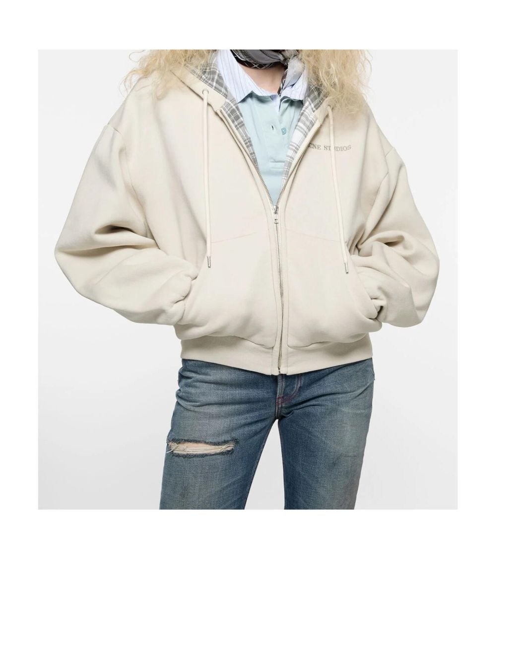 Acne Natural Fleece Hoodie With Logo
