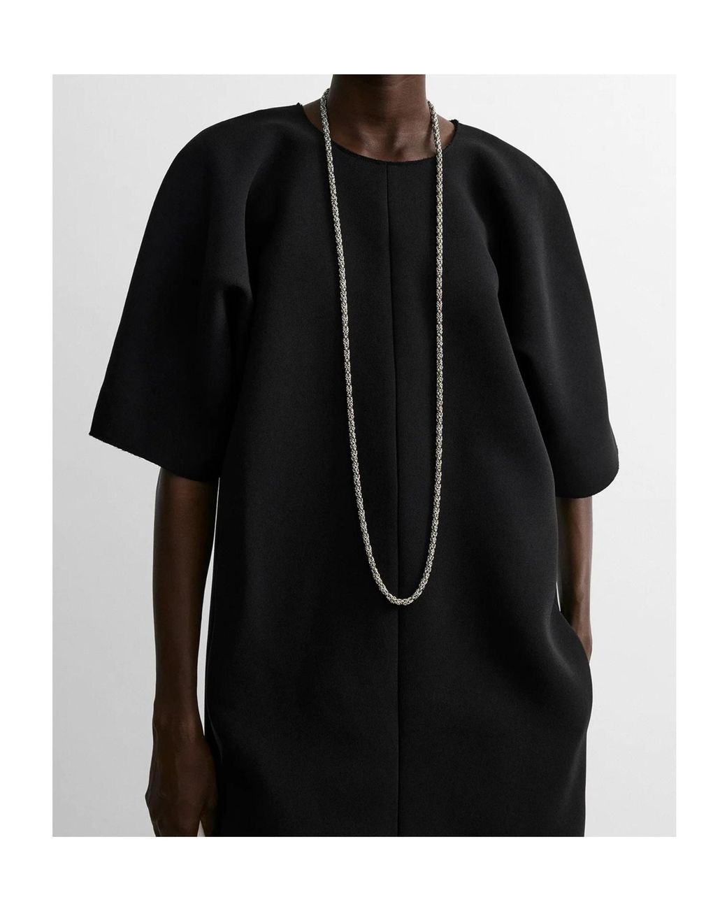 Totême Black Raglan-Sleeve Shift Mini Dress