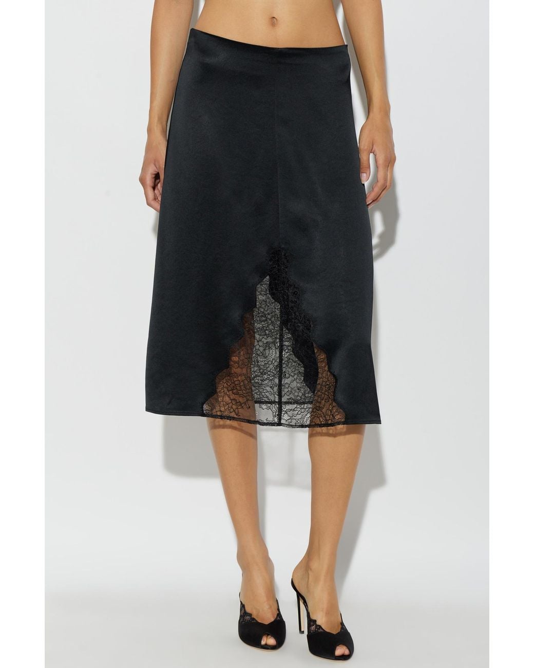 Anine Bing Black Mid-Length Skirt With Slit Detail