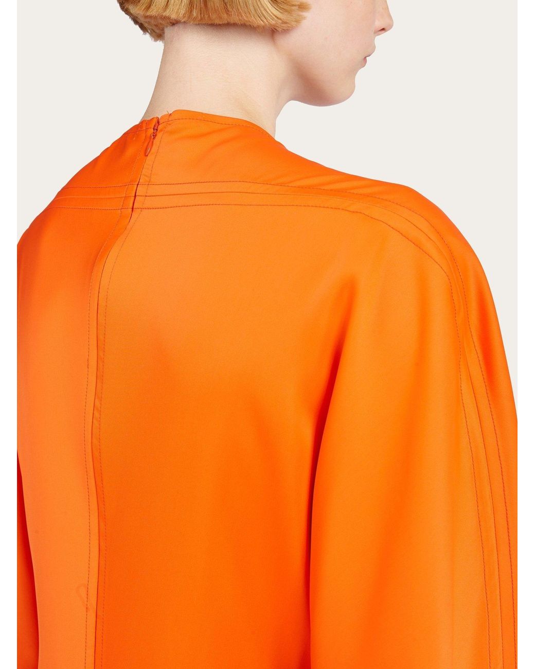Ferragamo Orange Ferragamo V-Neck Midi Dress