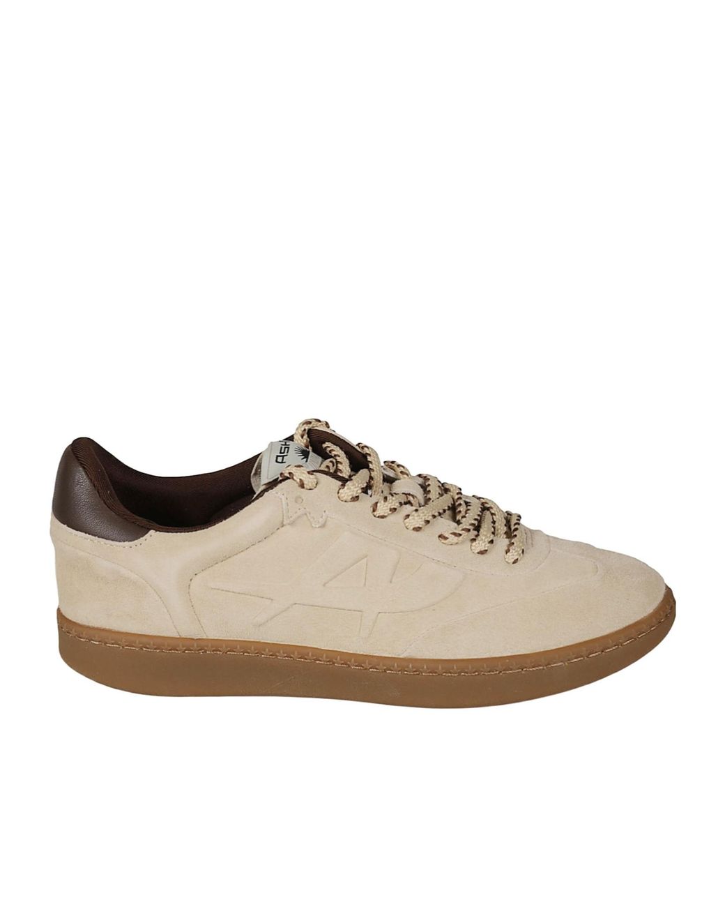 Ash Brown Round-Toe Lace-Up Sneakers