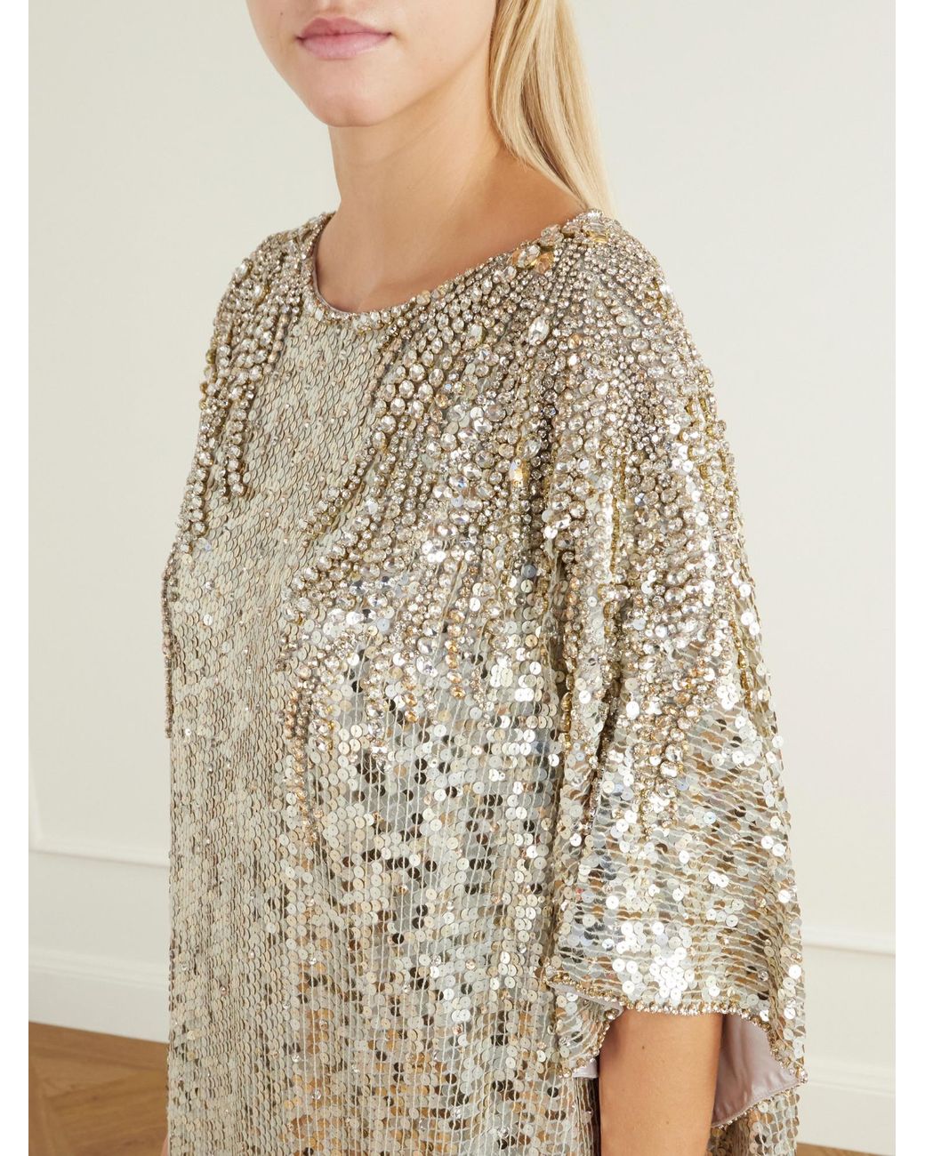 Jenny Packham Multicolor Sequined Tulle Gown