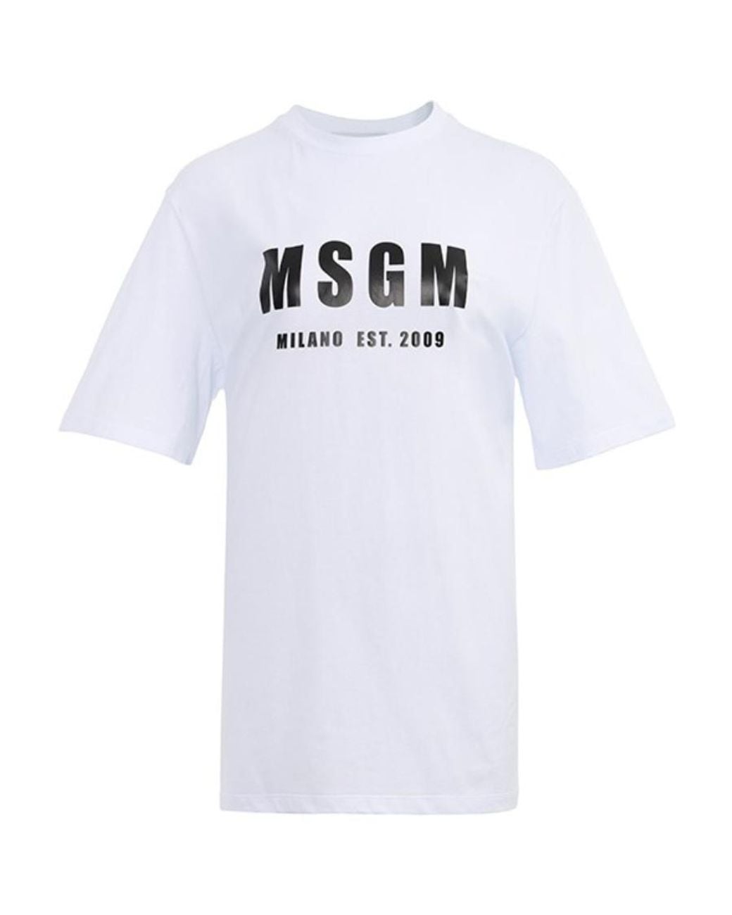 MSGM White Printed Short-Sleeved T-Shirt