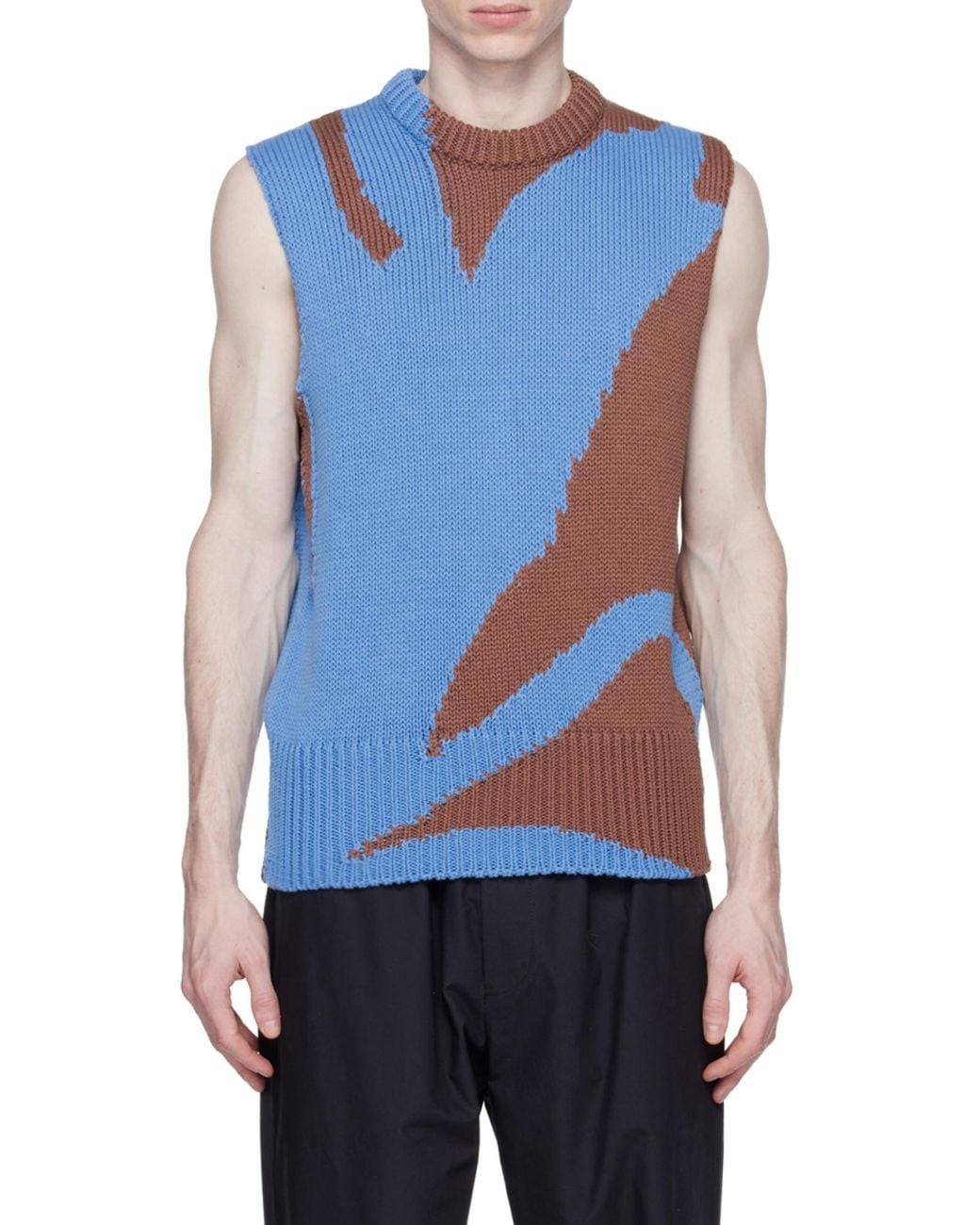 Jil Sander Blue Colorblock Vest for men