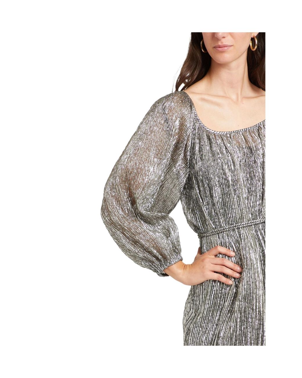 Tory Burch Gray Metallic-Finish Flared Skirt
