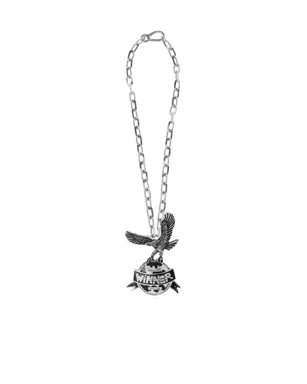 DSquared² White Logo Charm Necklace for men