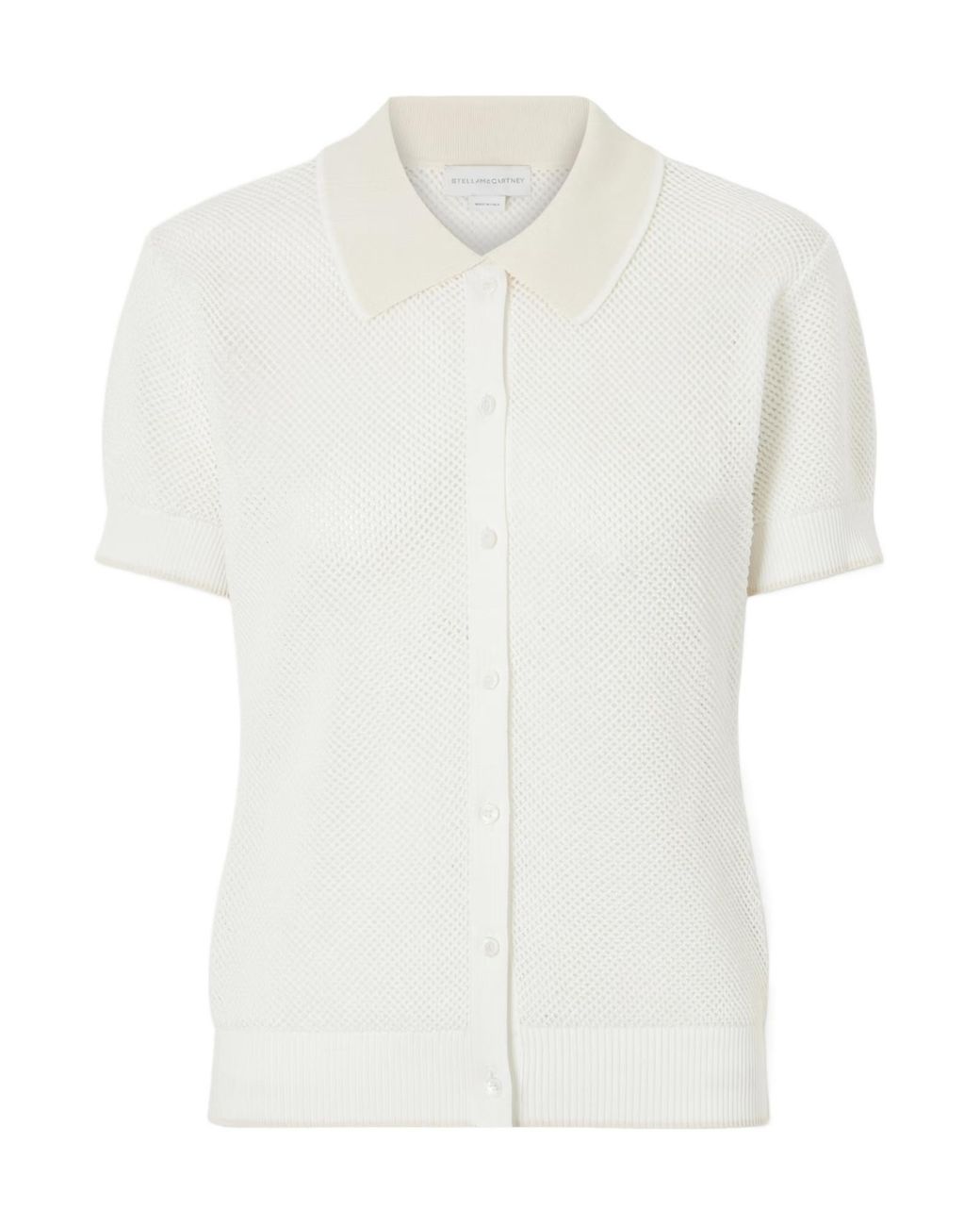 Stella McCartney White Mesh-Knit Short-Sleeve Top