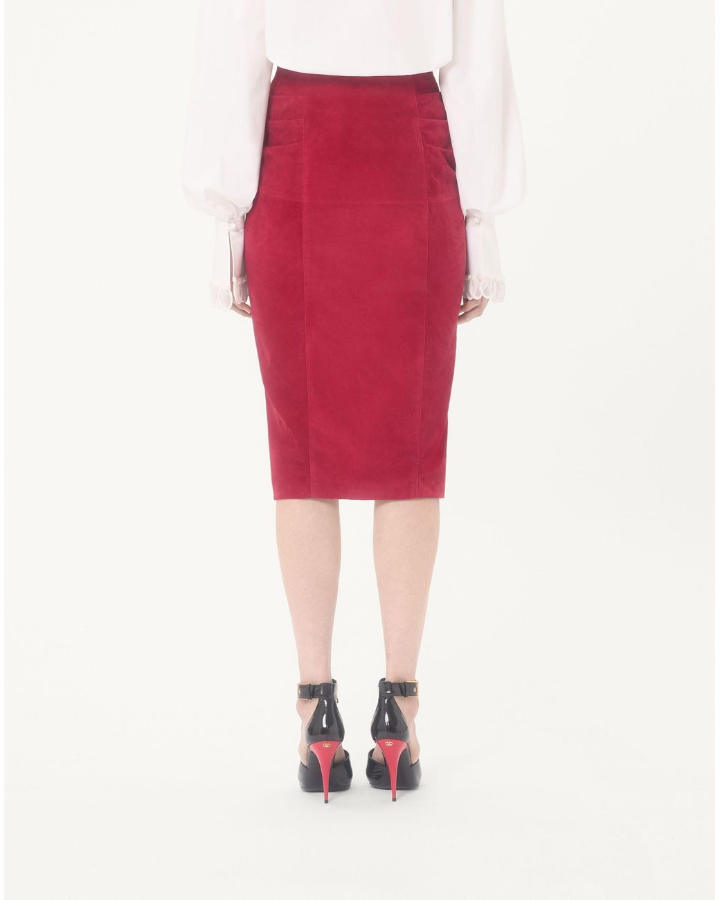 Valentino Red Suede Skirt