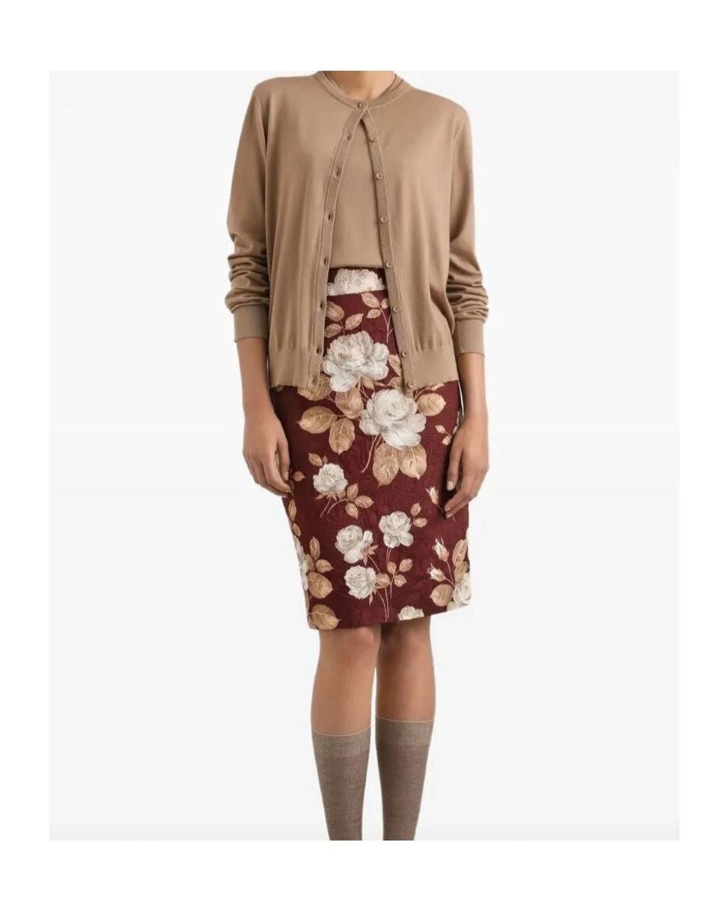 Dolce & Gabbana Multicolor Floral Printed Midi Skirt