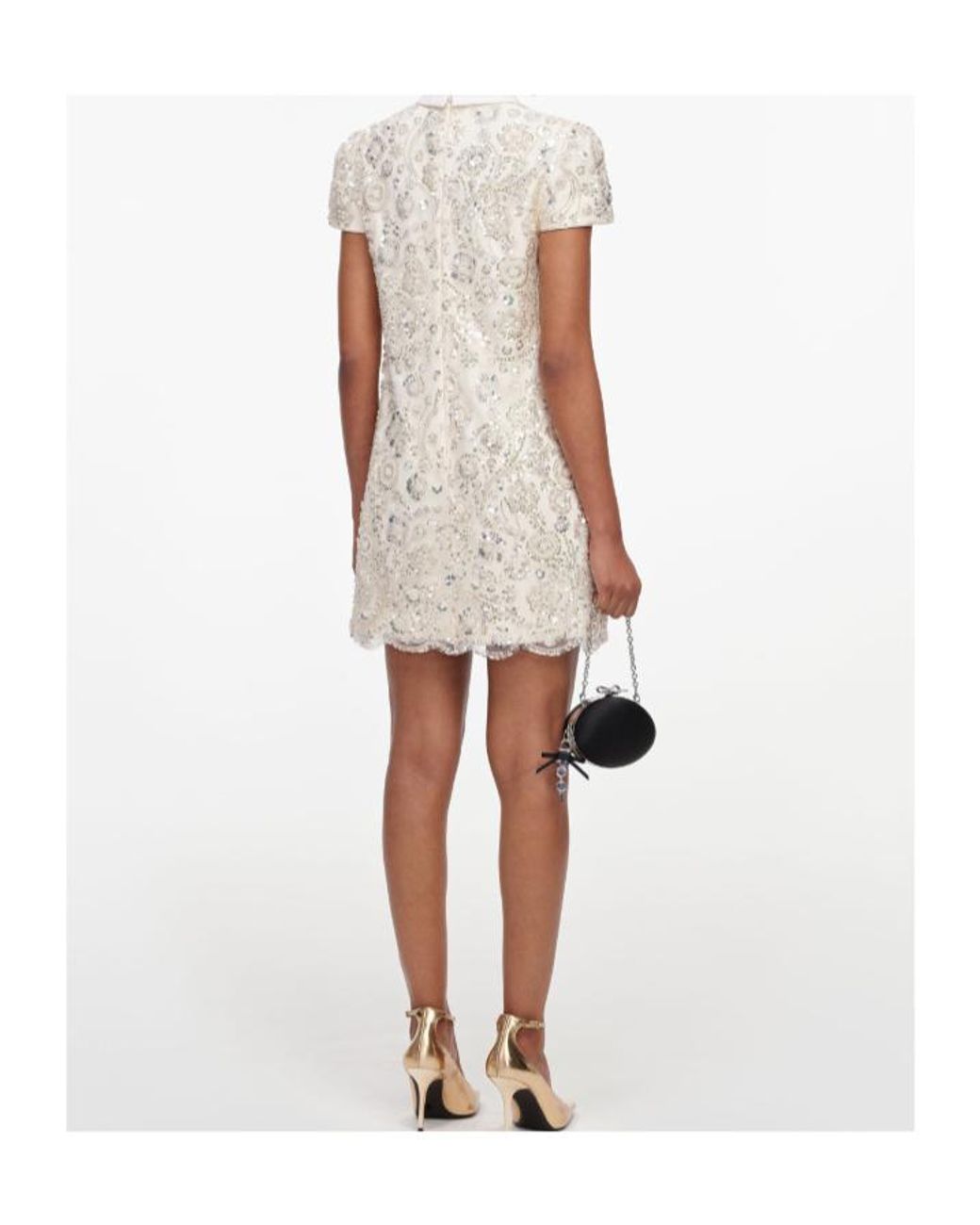 Self-Portrait White Embellished Collar Mini Dress