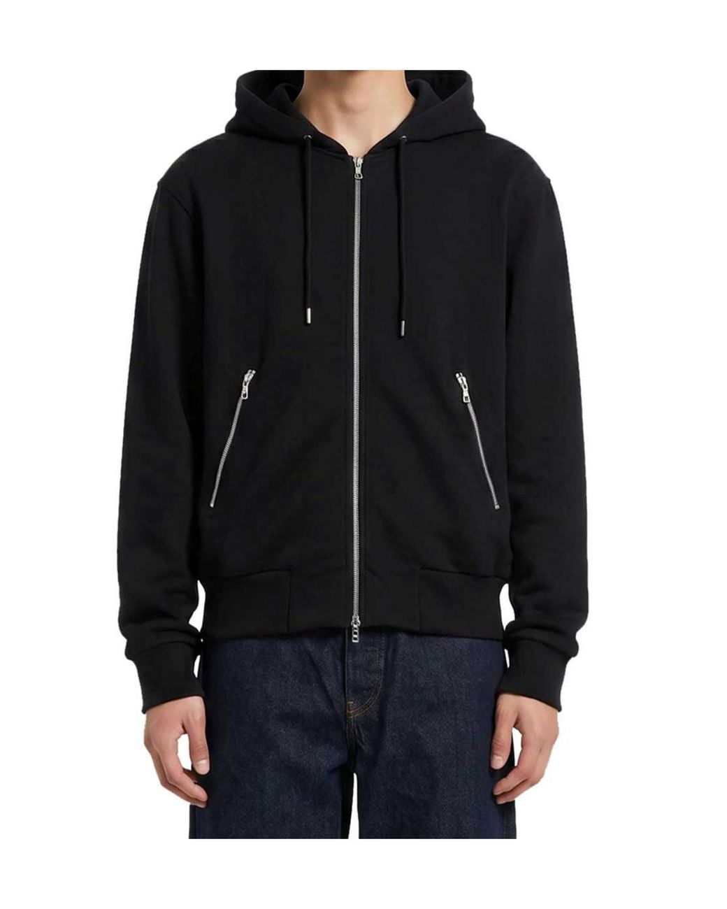 Dries Van Noten Black Long-Sleeve Hooded Sweatshirt for men