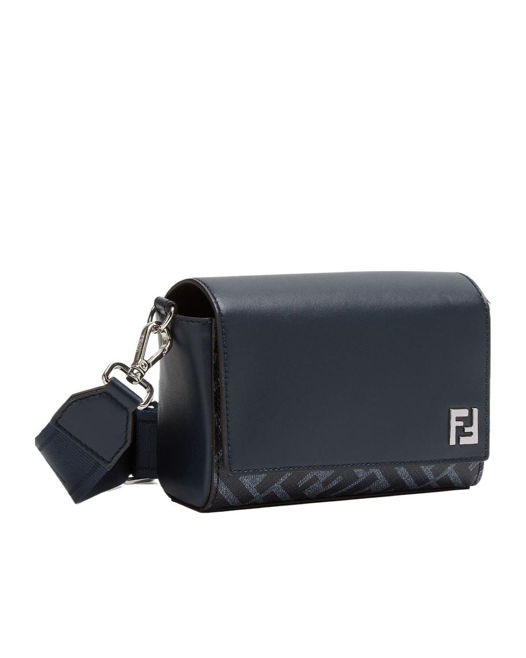 Fendi Blue Ff Squared Compact Messenger Bag for men