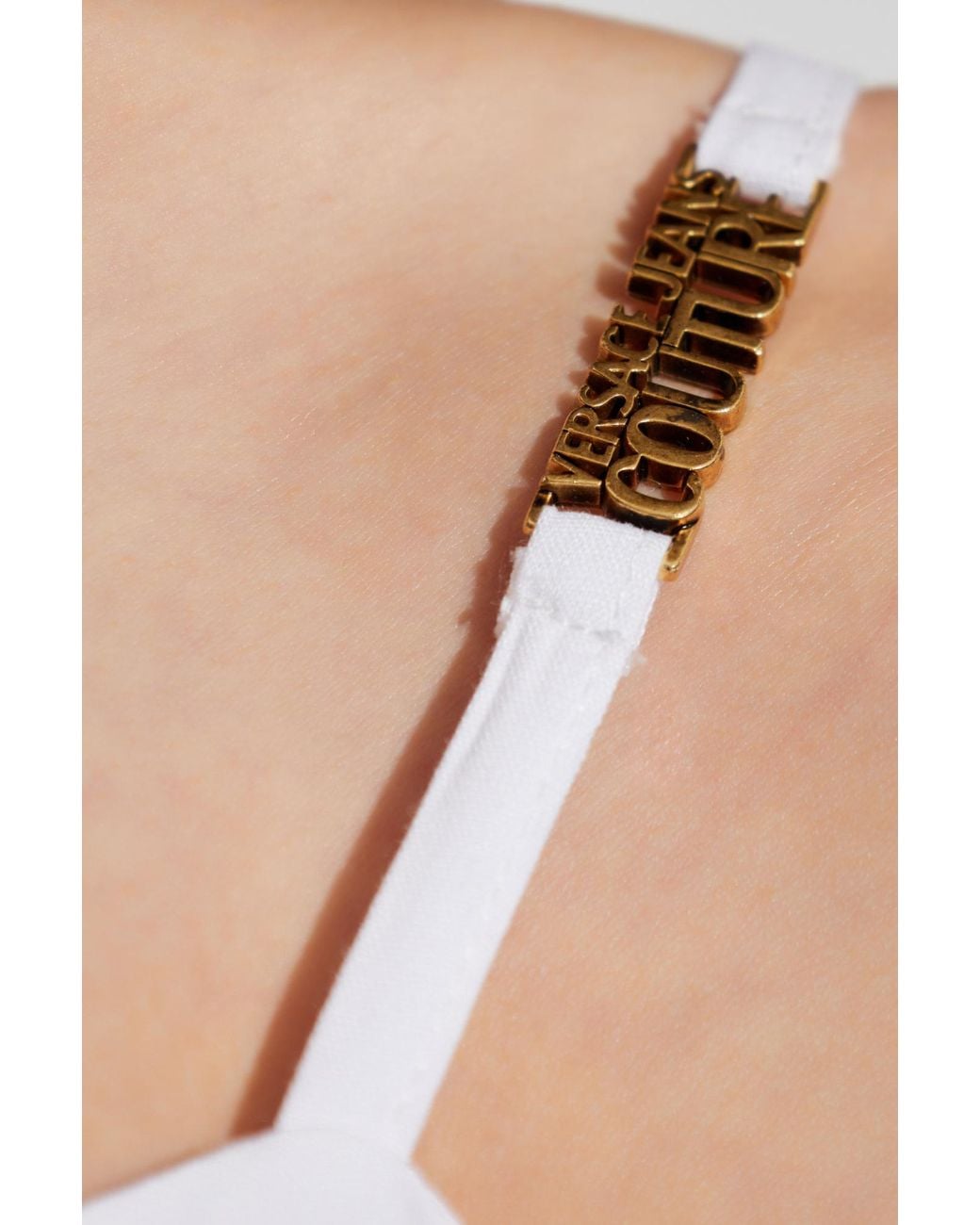 Versace Jeans Blue Couture Off-Shoulder Long-Sleeved Shirt