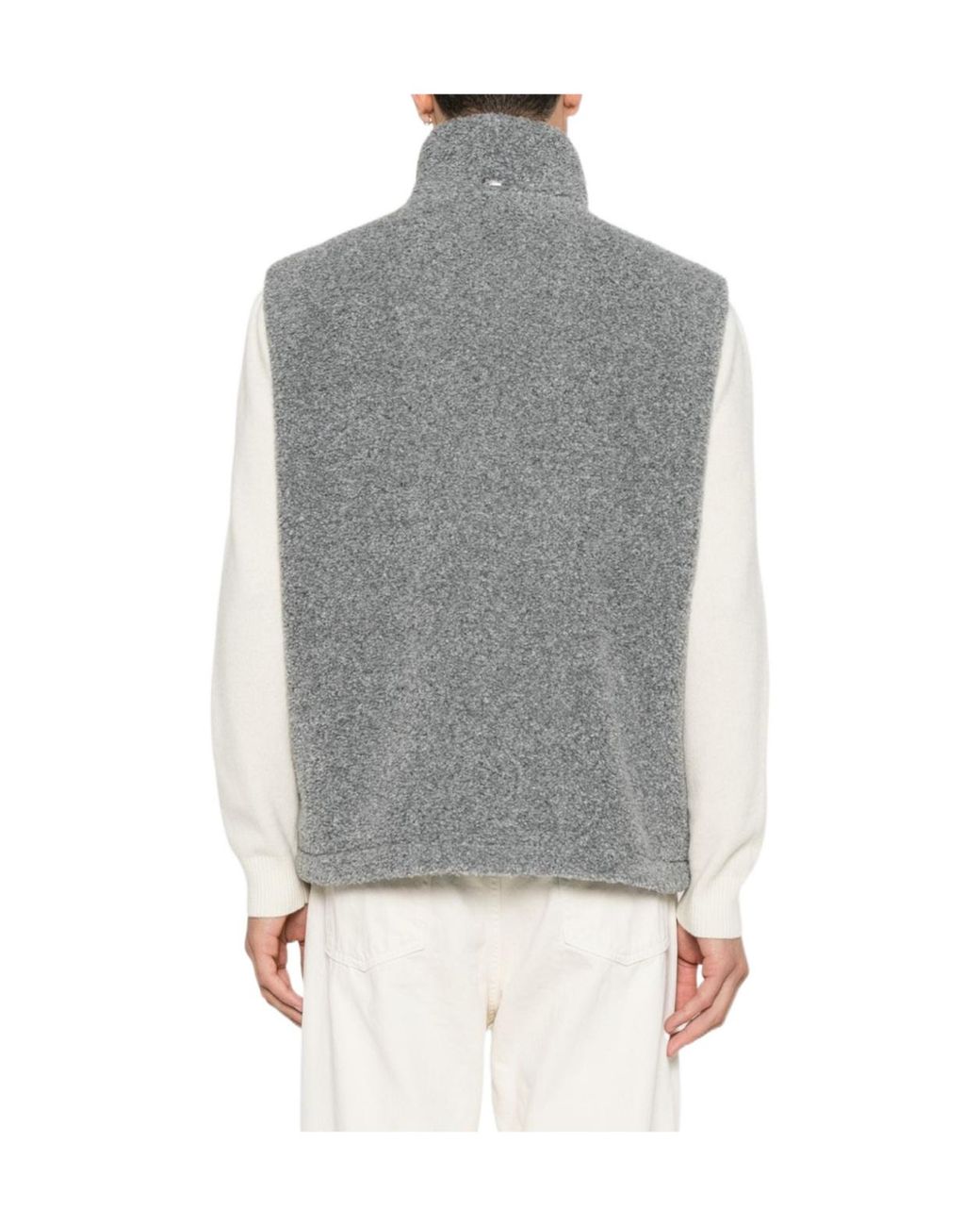 Herno Gray Faux-Fur High-Neck Gilet for men
