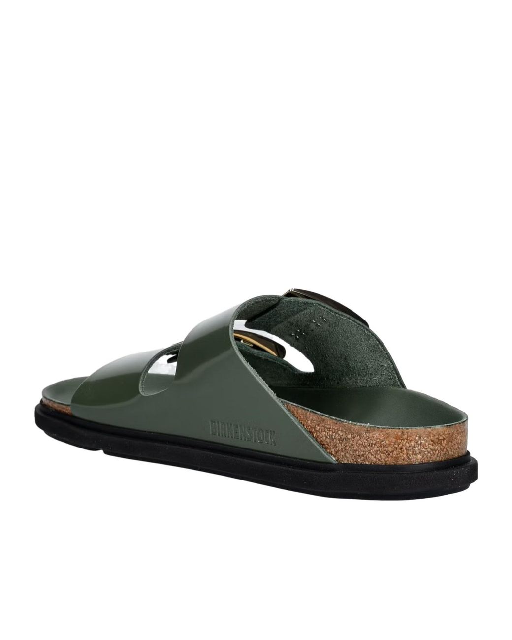 Birkenstock Green High Shine Buckle Flat Sandals