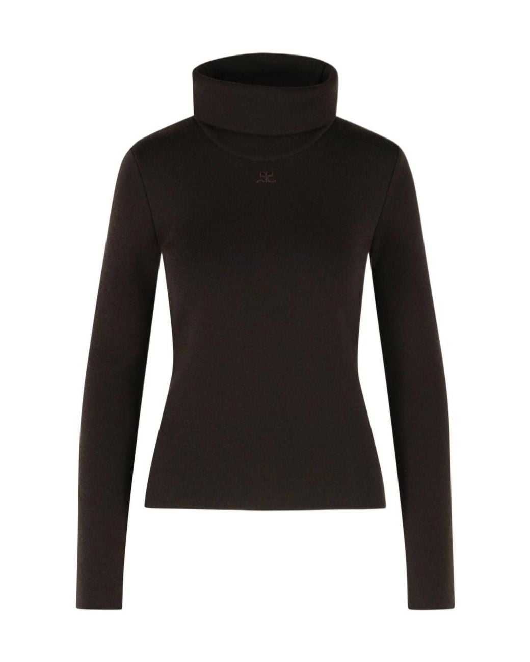 Courreges Black Logo-Embroidered Roll-Neck Sweater