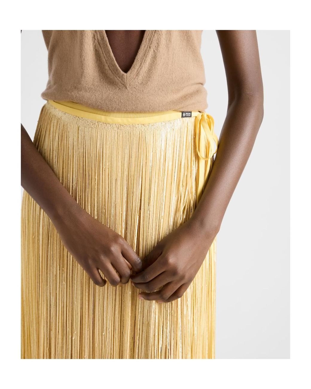 Prada Yellow Skirt With Sequin Fringe