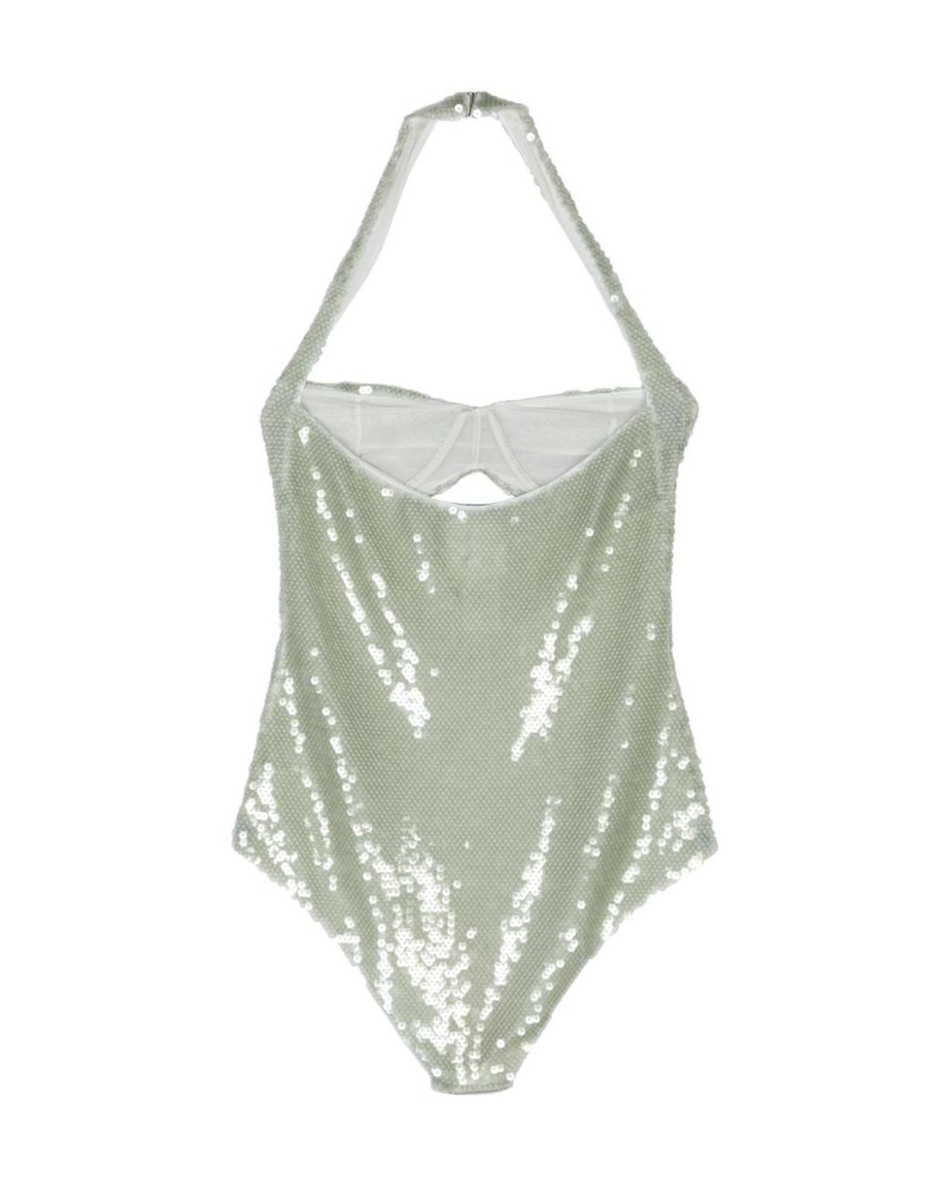 Prada Green Sequined Tulle Bodysuit