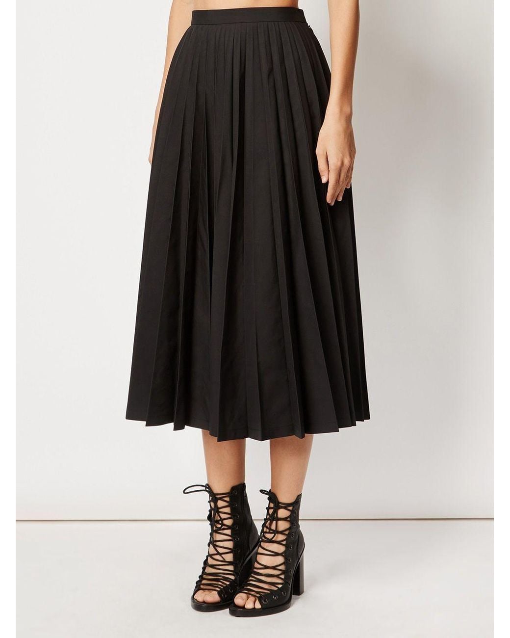 Junya Watanabe Black Pleated Design Midi Skirt