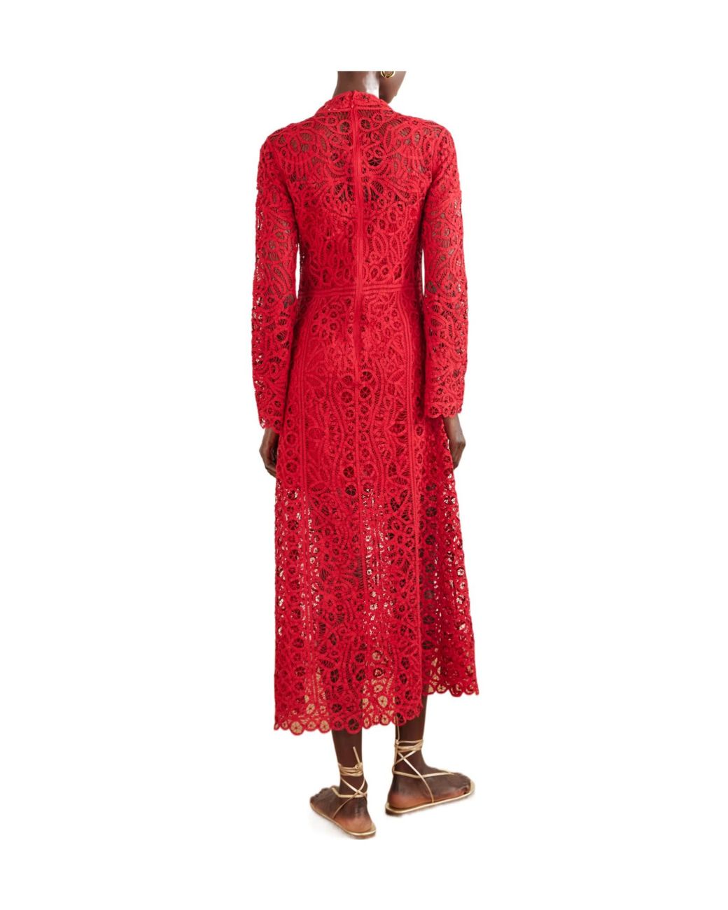 Sea Red Long Sleeve Midi Dress