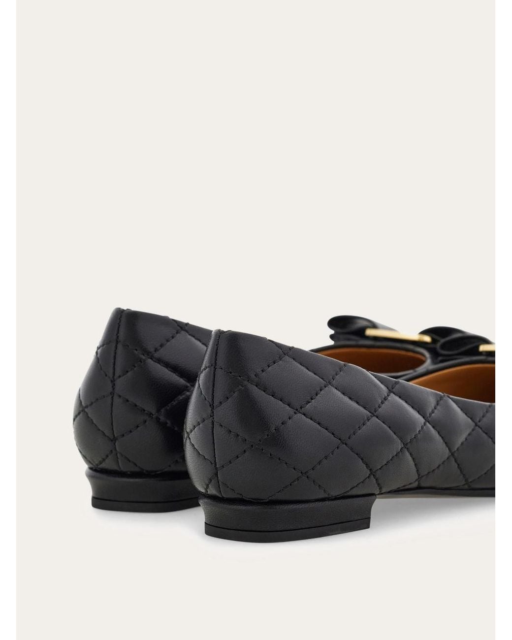 Ferragamo Black Quilted Varina Ballet Flat