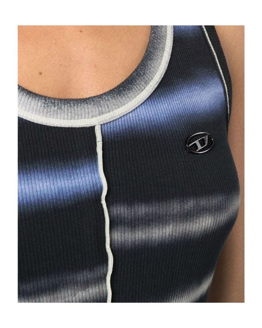 DIESEL Blue T-Ankycut Striped Vest Top