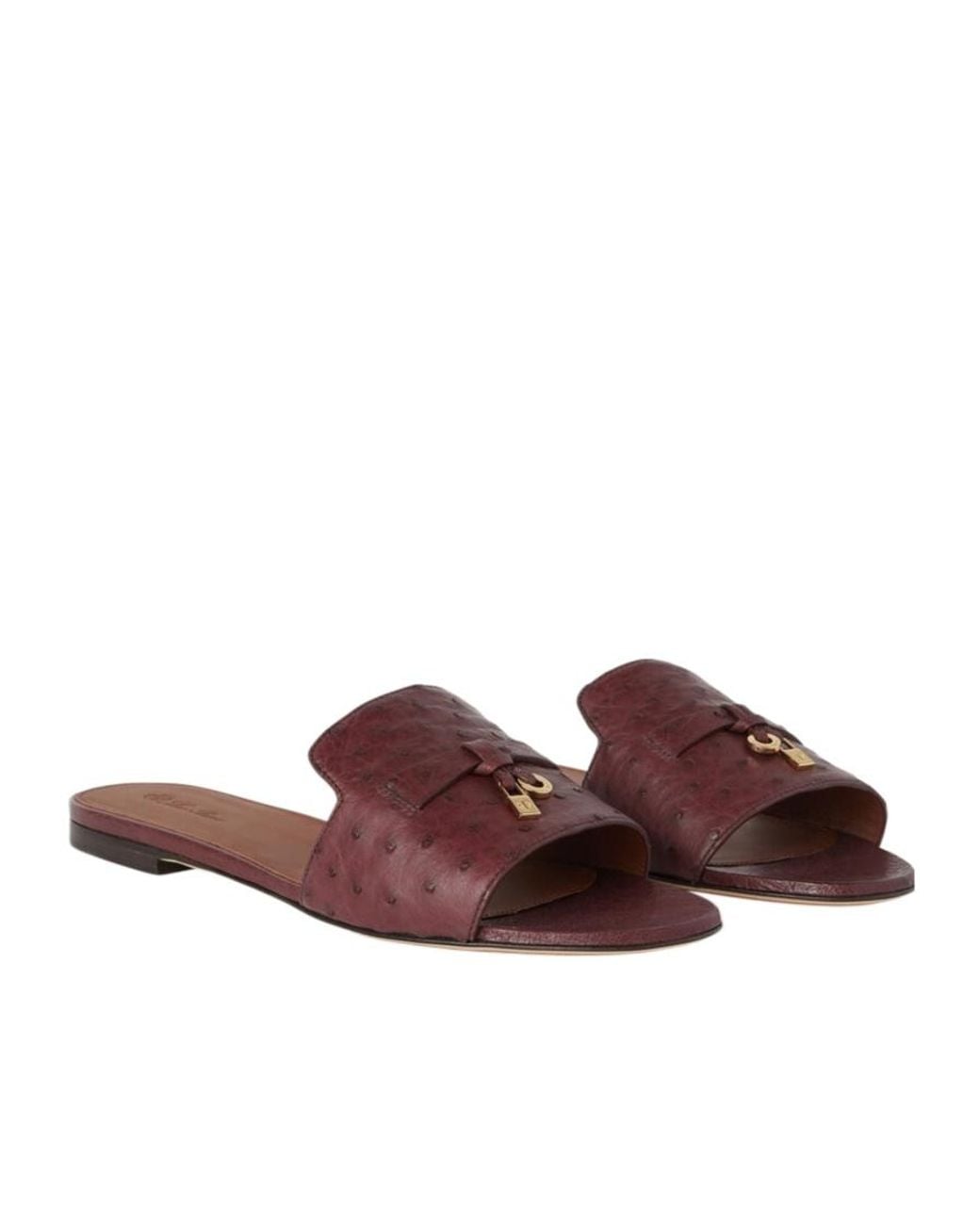 Loro Piana Brown Open-Toed Slippers