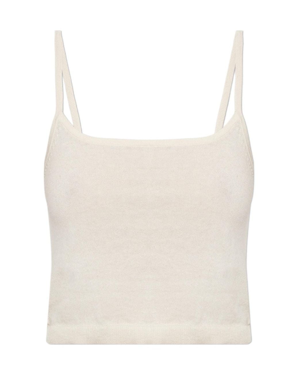 Officine Generale White Officine Générale Eliane Cropped Knitted Top