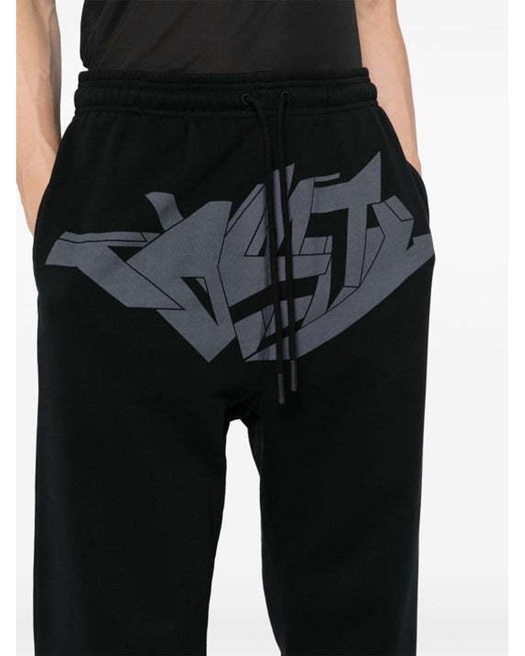 Marcelo Burlon Black Graphic Print Pants for men