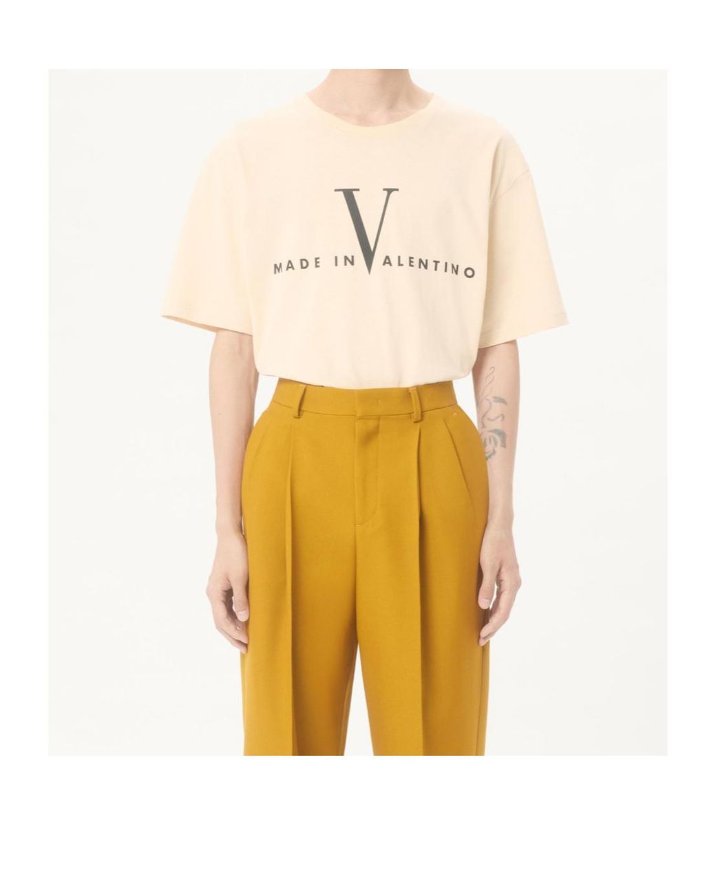 Valentino Natural Logo Printed Crewneck T-Shirt for men